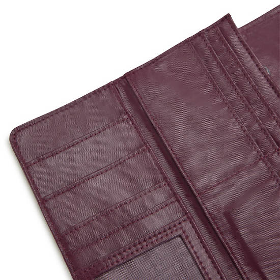 Kipling Money Land Metallic Snap Wallets Burgundy Lacquer | AU 1786YX